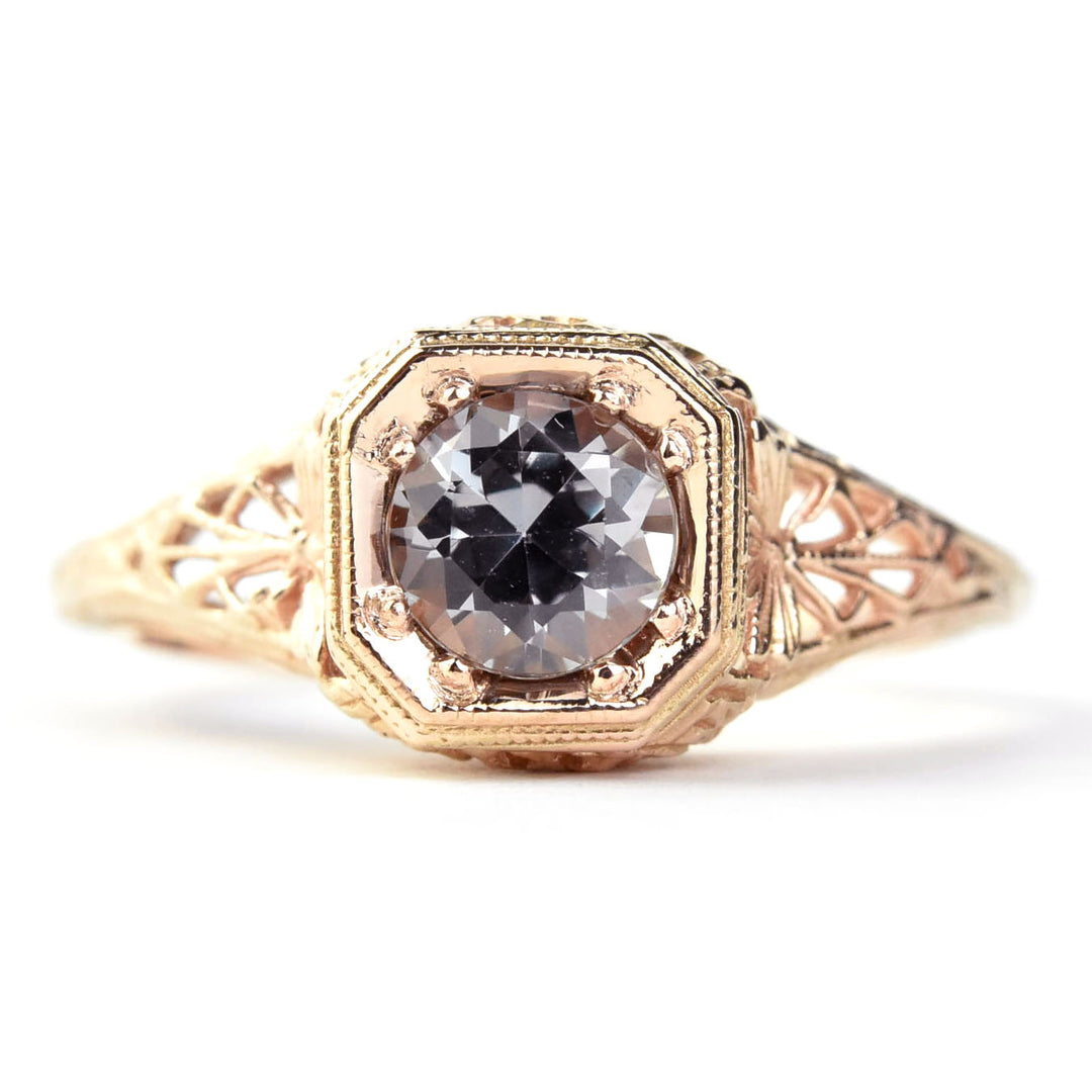 Violet Montana Sapphire Filigree Ring in 14k Rose Gold - Goldmakers Fine Jewelry