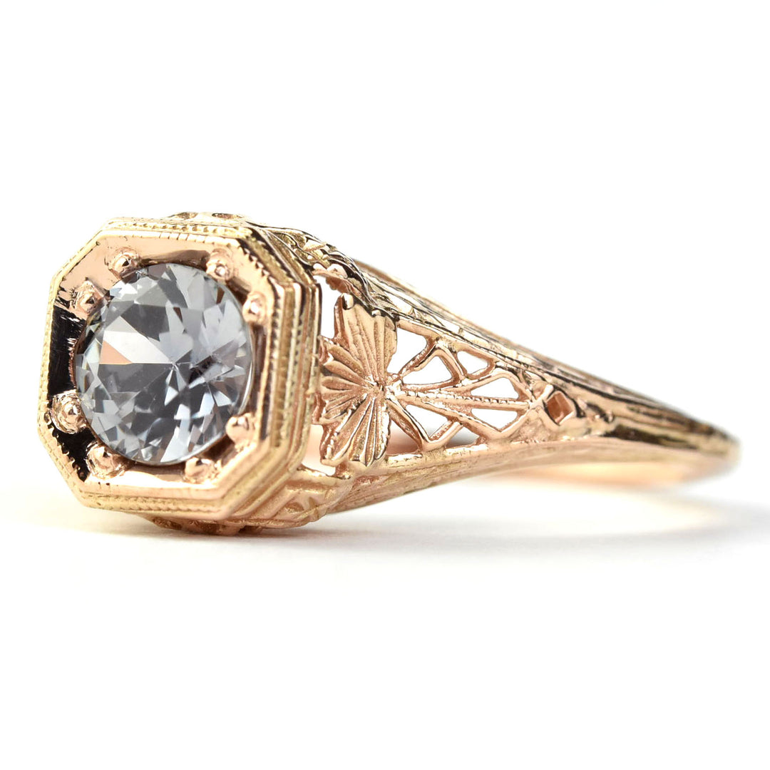 Violet Montana Sapphire Filigree Ring in 14k Rose Gold - Goldmakers Fine Jewelry