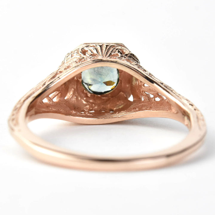 Montana Sapphire Filigree Ring in 14k Rose Gold - Goldmakers Fine Jewelry