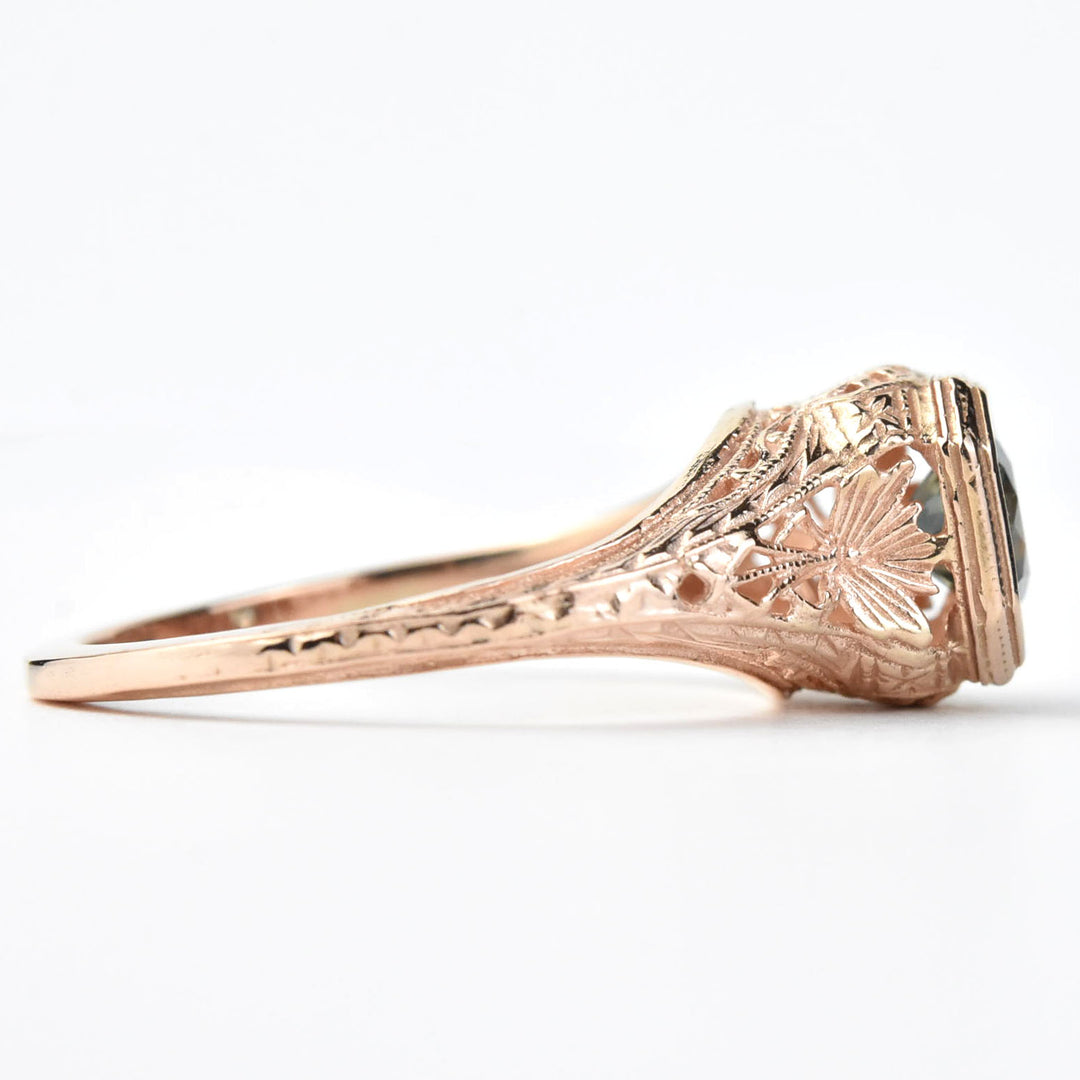 Montana Sapphire Filigree Ring in 14k Rose Gold - Goldmakers Fine Jewelry