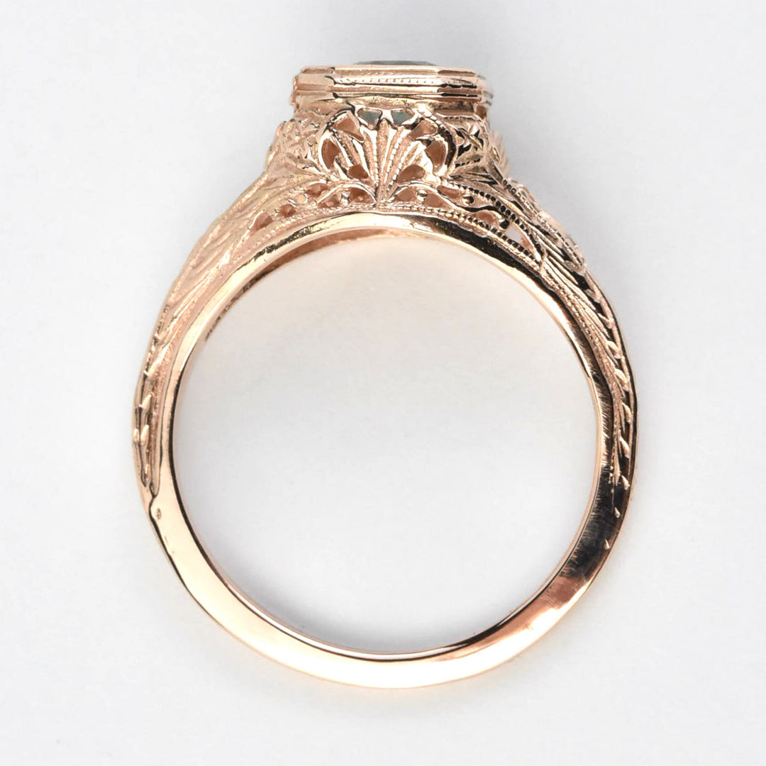 Montana Sapphire Filigree Ring in 14k Rose Gold - Goldmakers Fine Jewelry