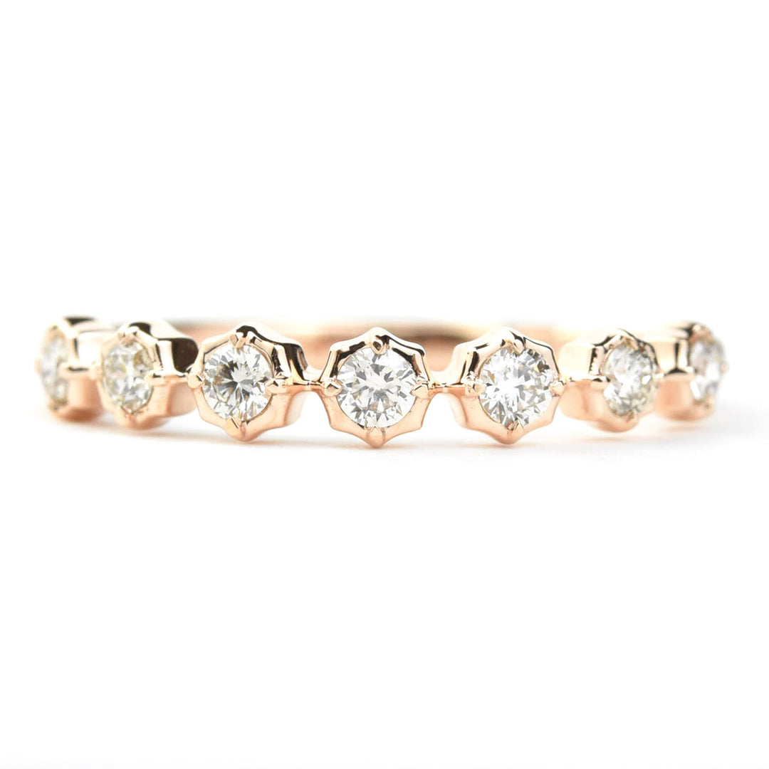 Scalloped Bezel Diamond Bands, Rose and Yellow Gold - Goldmakers Fine Jewelry