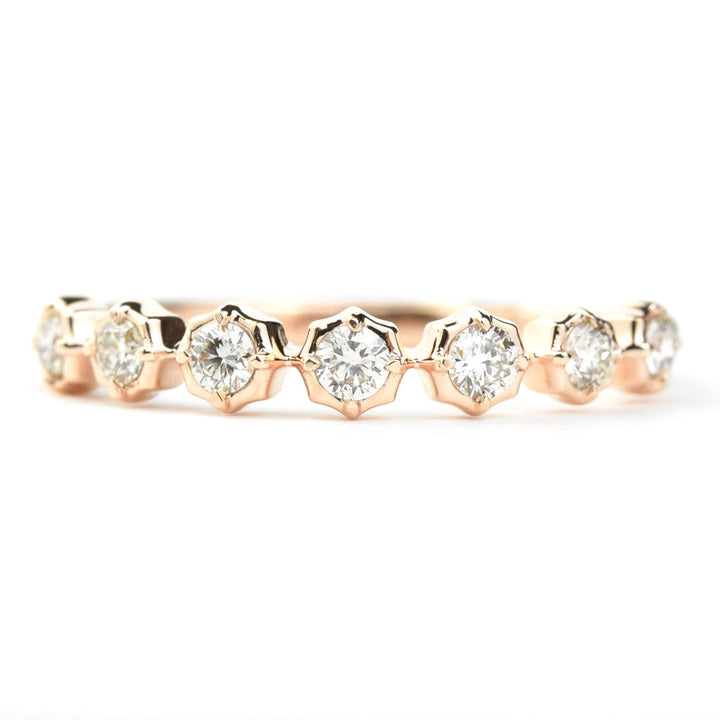 Scalloped Bezel Diamond Bands, Rose and Yellow Gold - Goldmakers Fine Jewelry