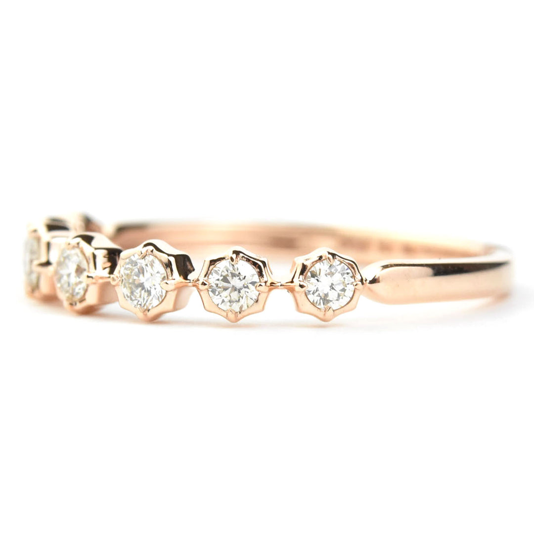 Scalloped Bezel Diamond Bands, Rose and Yellow Gold - Goldmakers Fine Jewelry