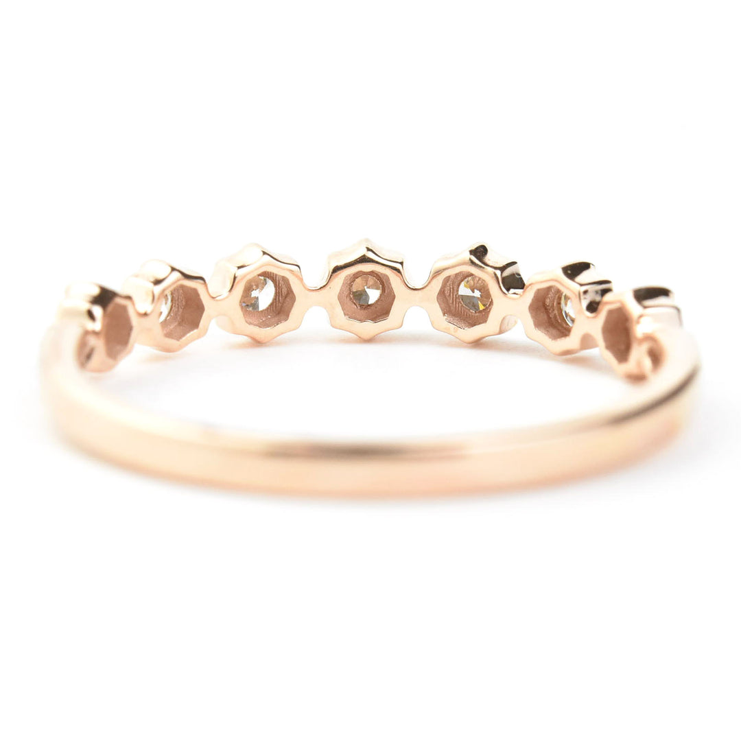 Scalloped Bezel Diamond Bands, Rose and Yellow Gold - Goldmakers Fine Jewelry