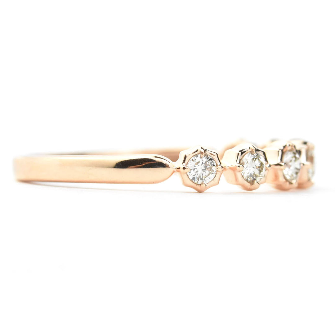 Scalloped Bezel Diamond Bands, Rose and Yellow Gold - Goldmakers Fine Jewelry