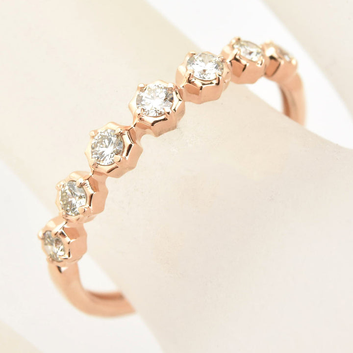 Scalloped Bezel Diamond Bands, Rose and Yellow Gold - Goldmakers Fine Jewelry