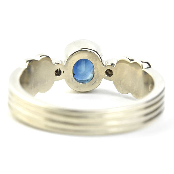 Celtic Sapphire Engagement Ring in White Gold