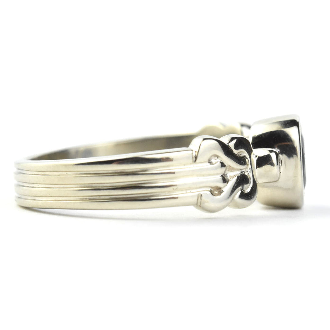 Celtic Sapphire Engagement Ring in White Gold