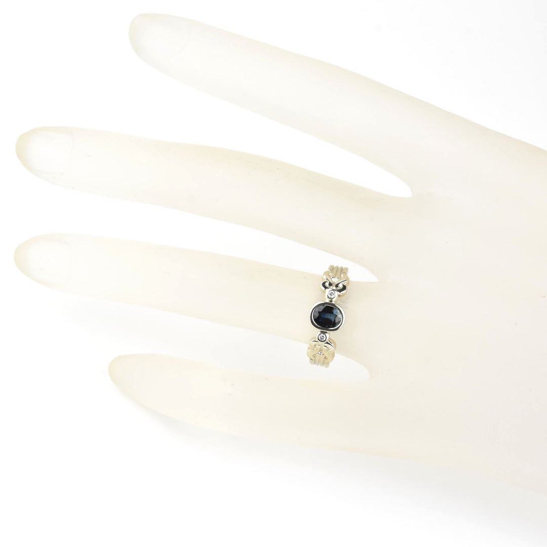 Celtic Sapphire Engagement Ring in White Gold