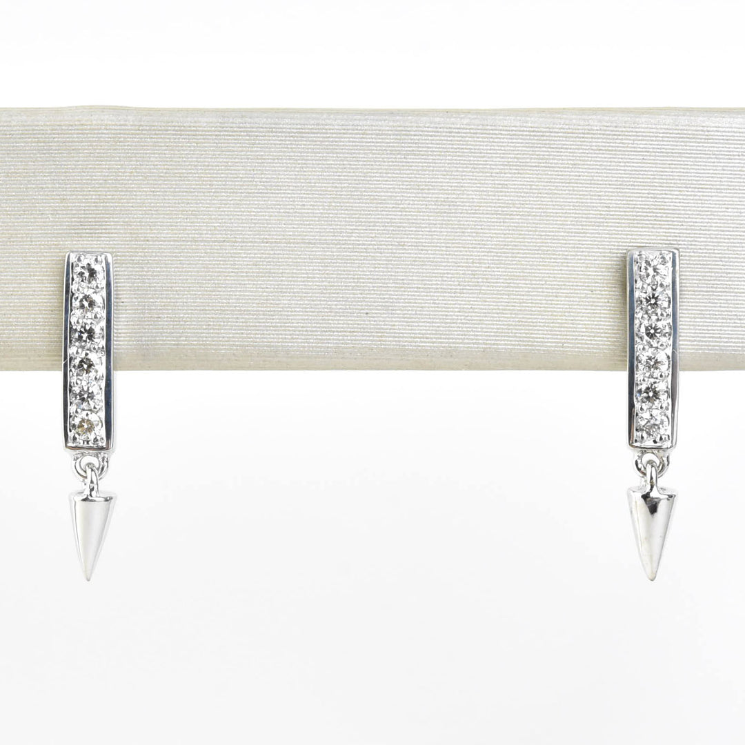 Spiked Diamond Earrings in 14k White Gold - Goldmakers Fine Jewelry