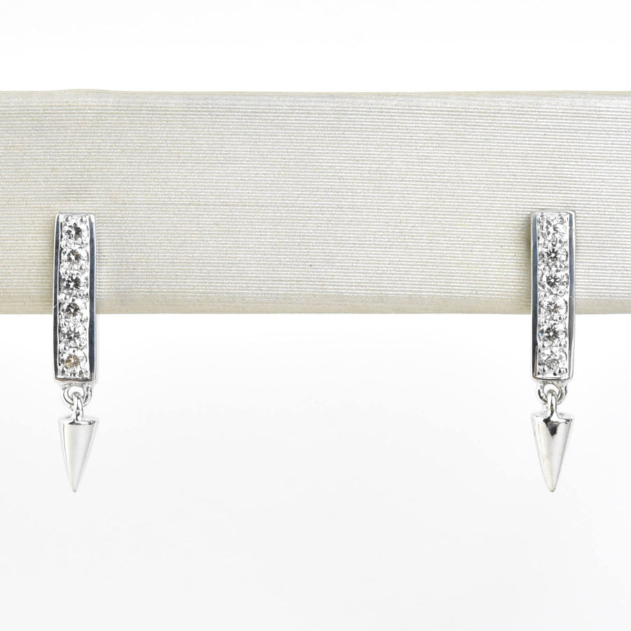 Spiked Diamond Earrings in 14k White Gold - Goldmakers Fine Jewelry
