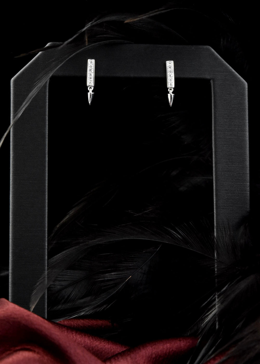 Spiked Diamond Earrings in 14k White Gold - Goldmakers Fine Jewelry