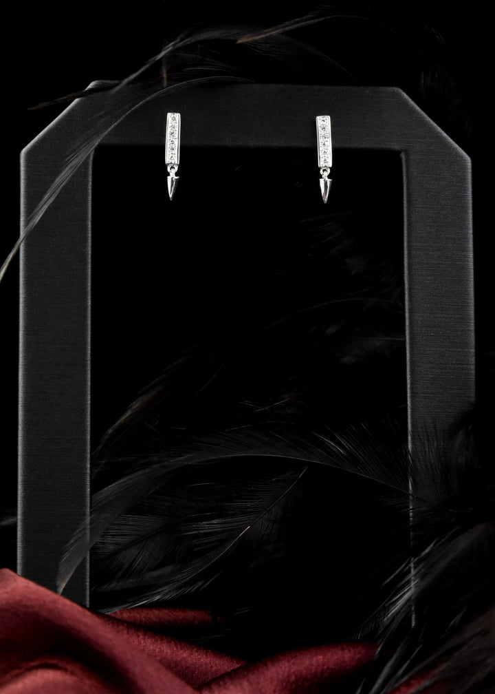 Spiked Diamond Earrings in 14k White Gold - Goldmakers Fine Jewelry