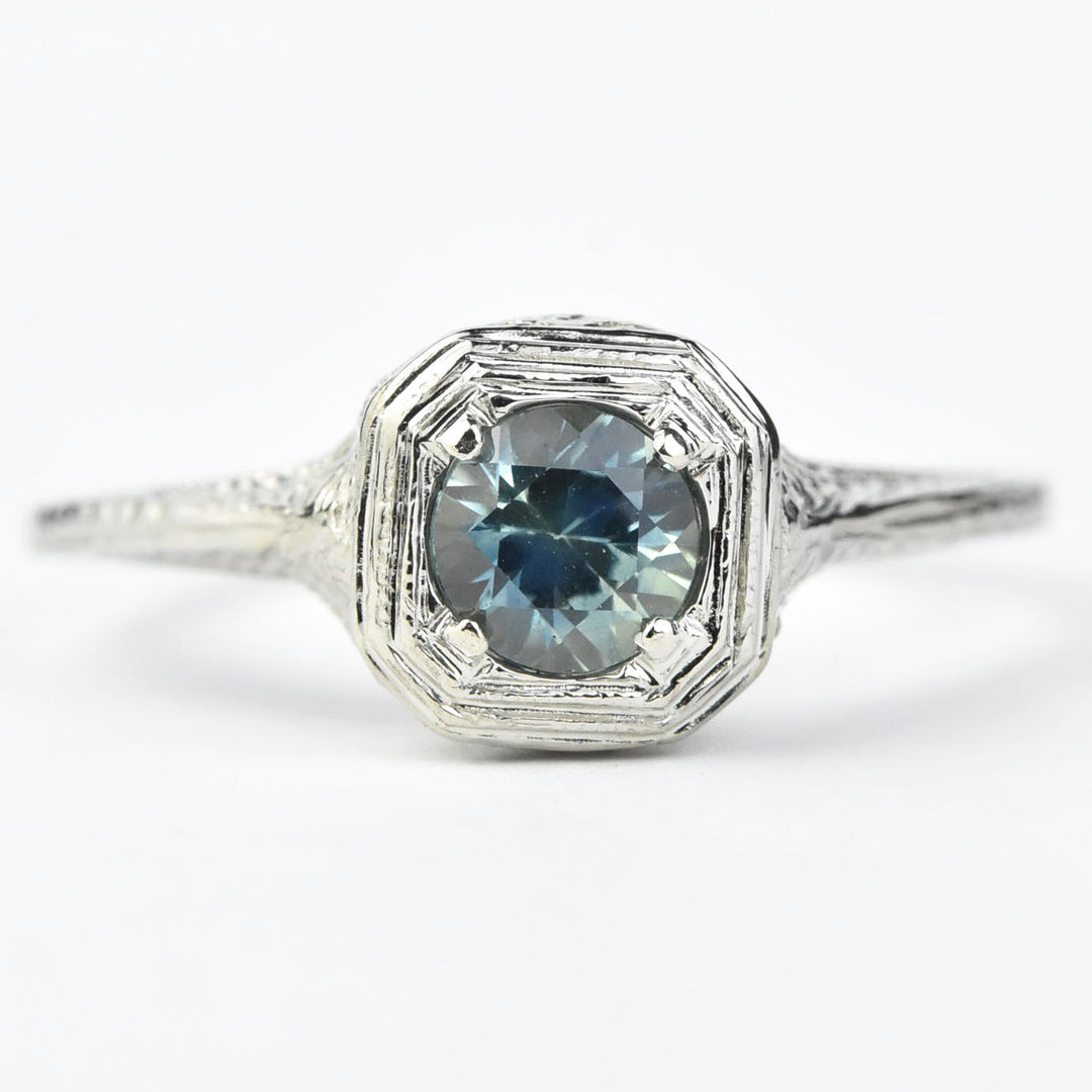 Petite Montana Sapphire Vintage Filigree Engagement Ring - Goldmakers Fine Jewelry