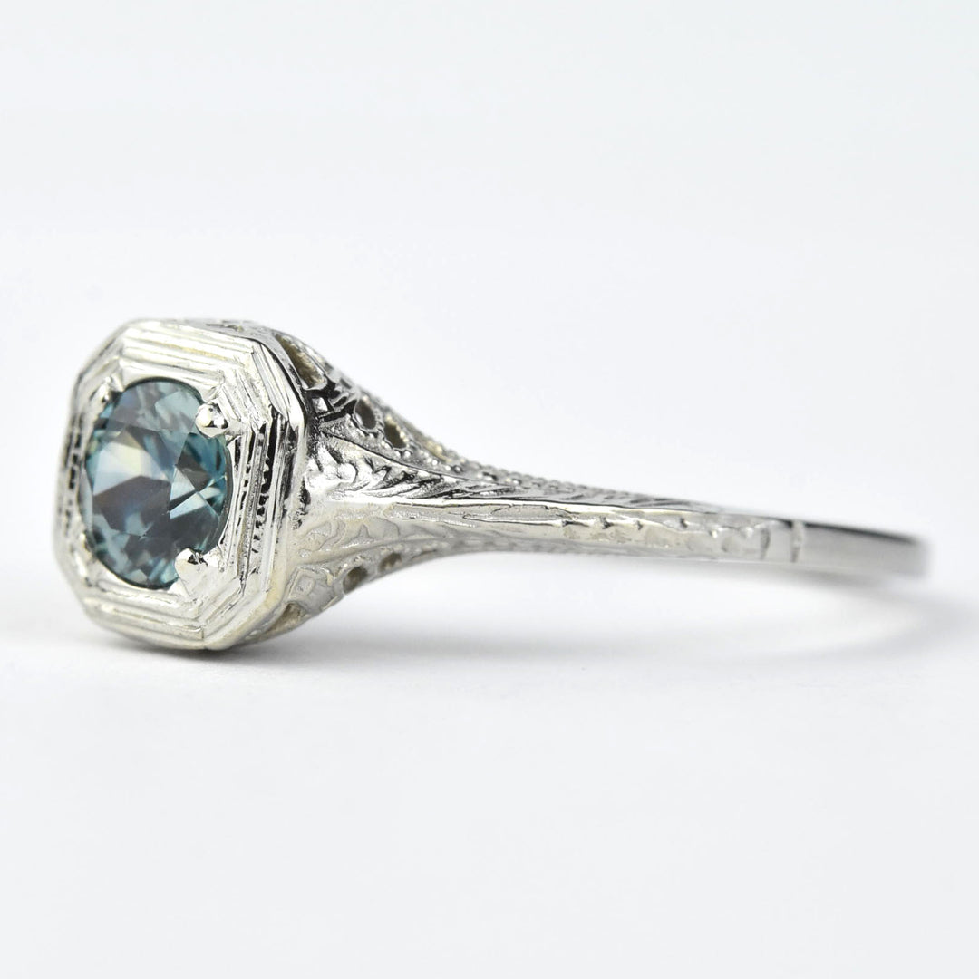Petite Montana Sapphire Vintage Filigree Engagement Ring - Goldmakers Fine Jewelry