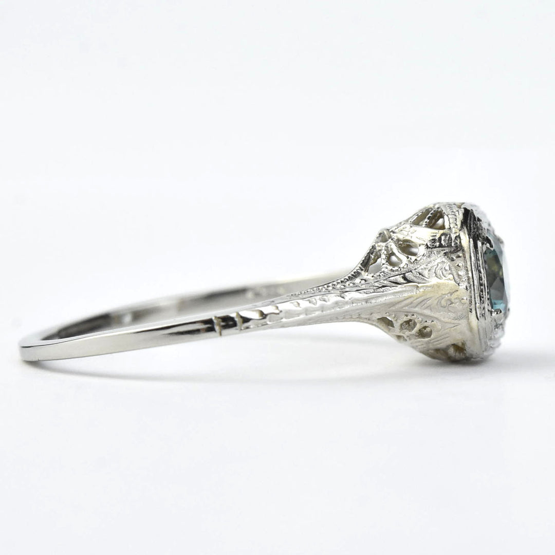 Petite Montana Sapphire Vintage Filigree Engagement Ring - Goldmakers Fine Jewelry