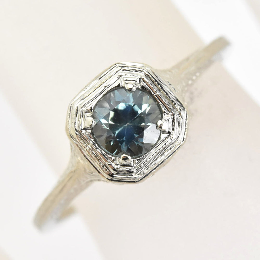 Petite Montana Sapphire Vintage Filigree Engagement Ring - Goldmakers Fine Jewelry