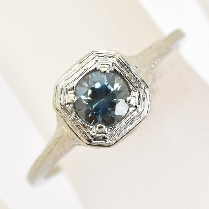 Petite Montana Sapphire Vintage Filigree Engagement Ring - Goldmakers Fine Jewelry