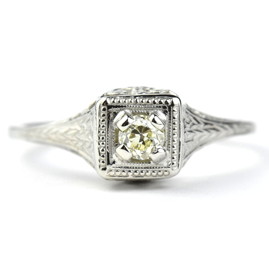 Petite Vintage Diamond Filigree Engagement Ring - Goldmakers Fine Jewelry
