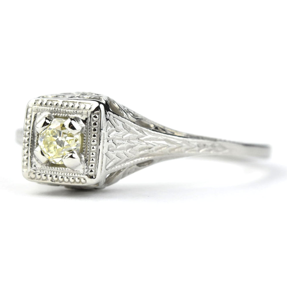 Petite Vintage Diamond Filigree Engagement Ring - Goldmakers Fine Jewelry