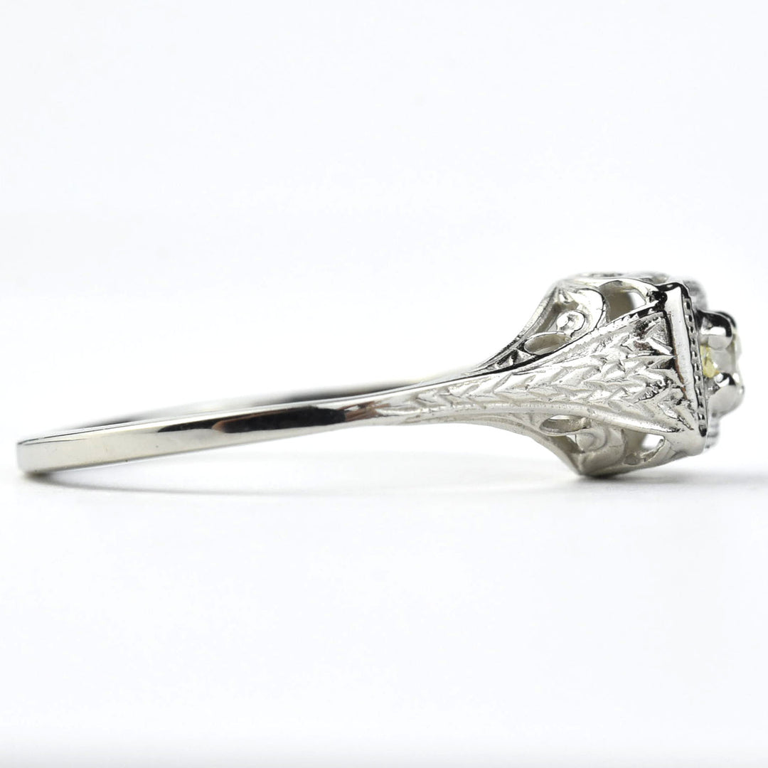 Petite Vintage Diamond Filigree Engagement Ring - Goldmakers Fine Jewelry