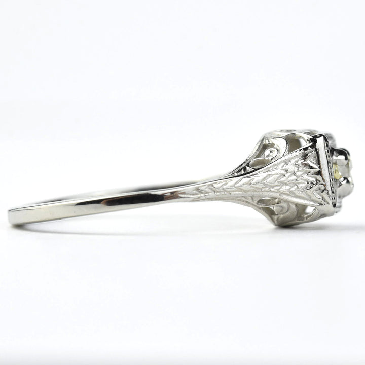 Petite Vintage Diamond Filigree Engagement Ring - Goldmakers Fine Jewelry