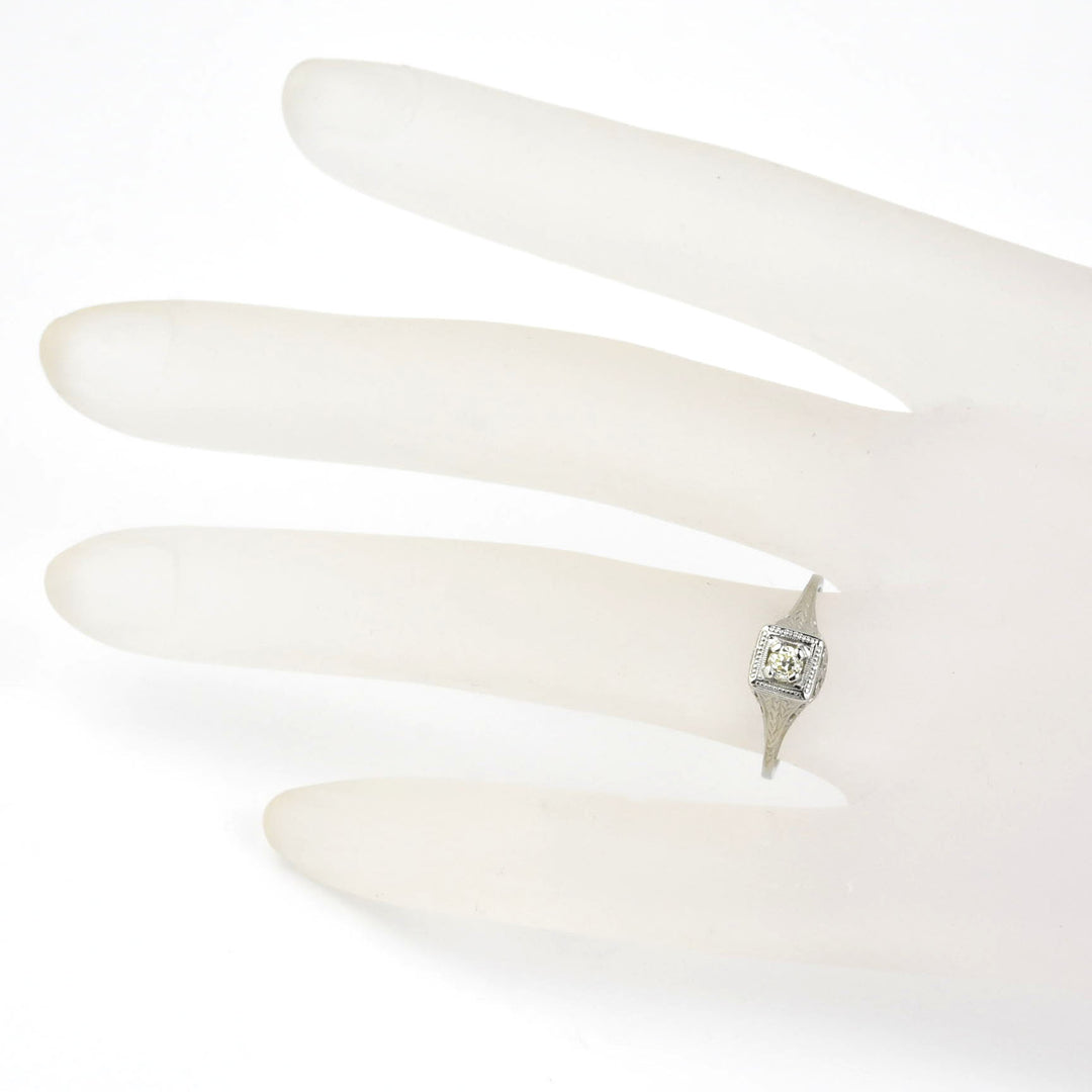 Petite Vintage Diamond Filigree Engagement Ring - Goldmakers Fine Jewelry