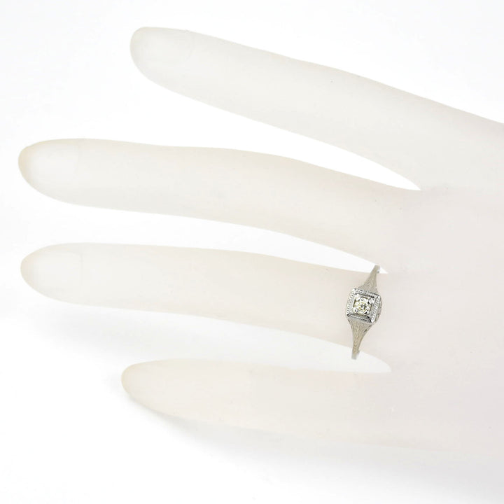 Petite Vintage Diamond Filigree Engagement Ring - Goldmakers Fine Jewelry