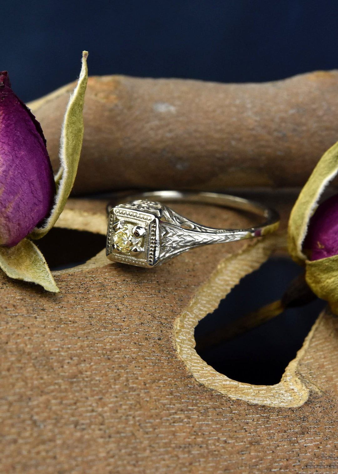 Petite Vintage Diamond Filigree Engagement Ring - Goldmakers Fine Jewelry