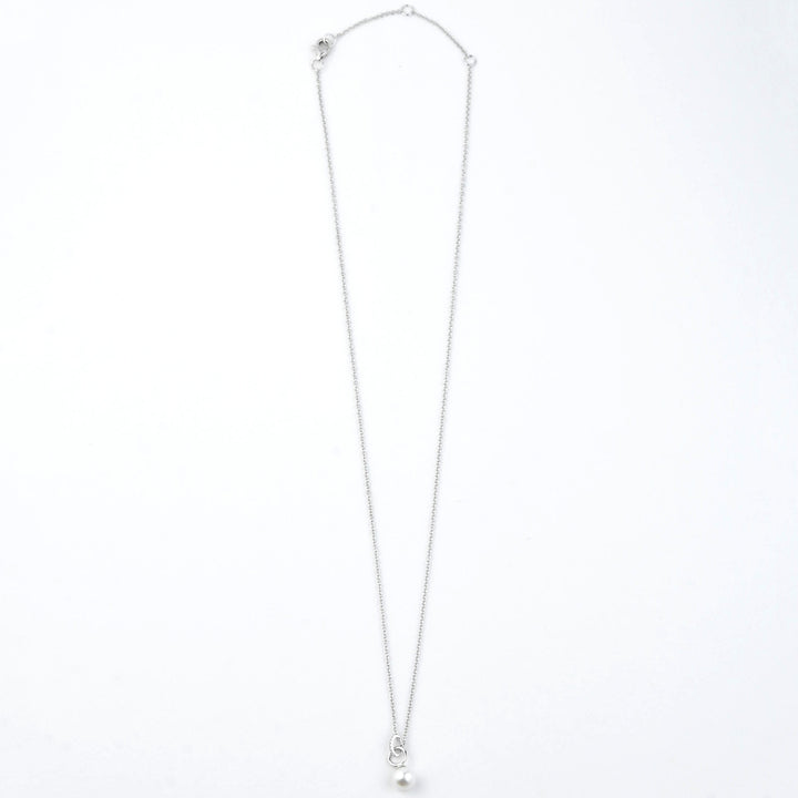 Pearl and Diamond Link Necklace in White Gold - Goldmakers Fine Jewelry