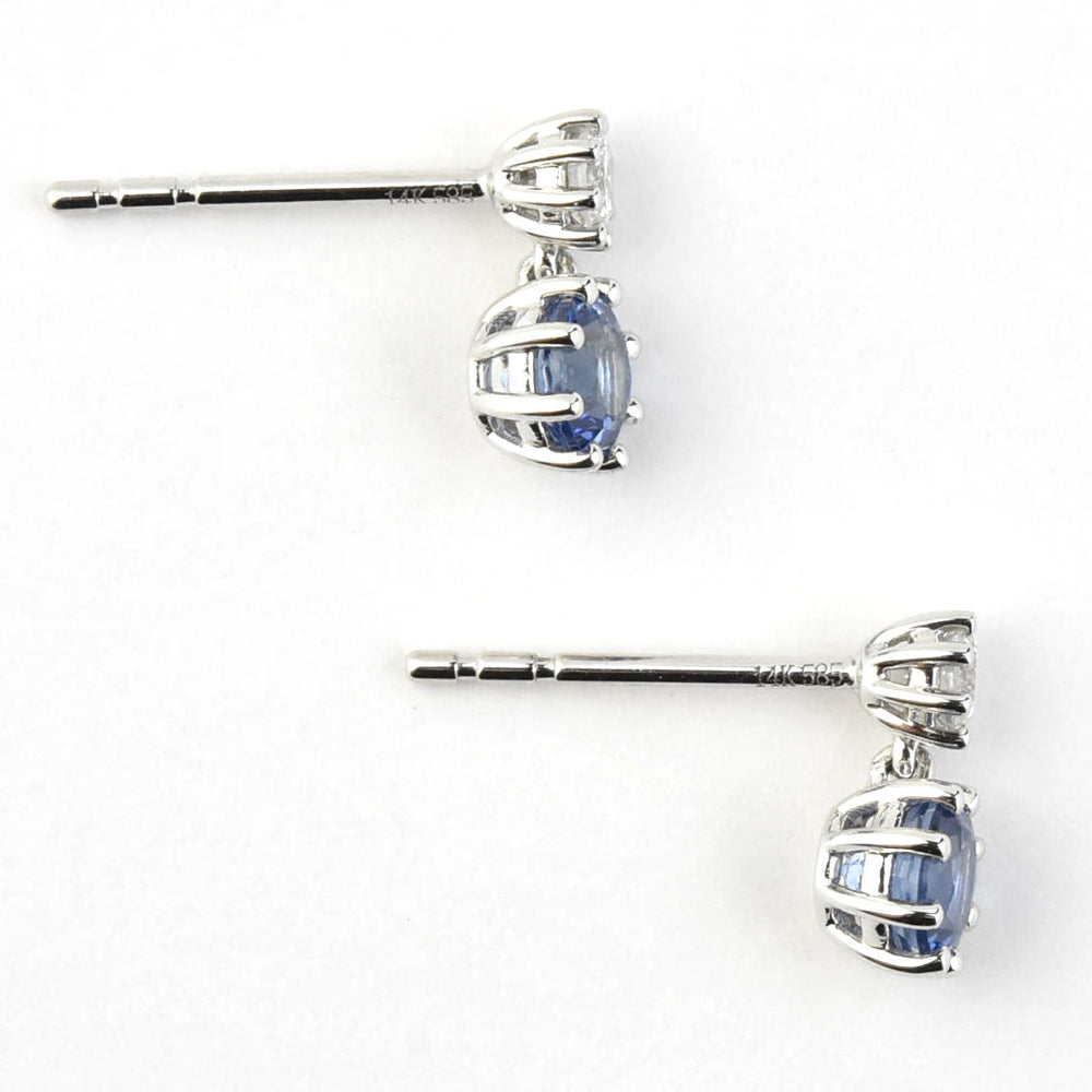 Sapphire and Diamond Drop Earrings in 14k White Gold - Goldmakers Fine Jewelry