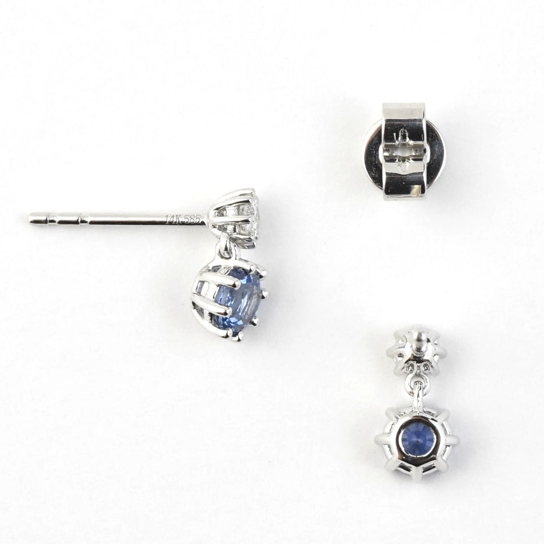 Sapphire and Diamond Drop Earrings in 14k White Gold - Goldmakers Fine Jewelry