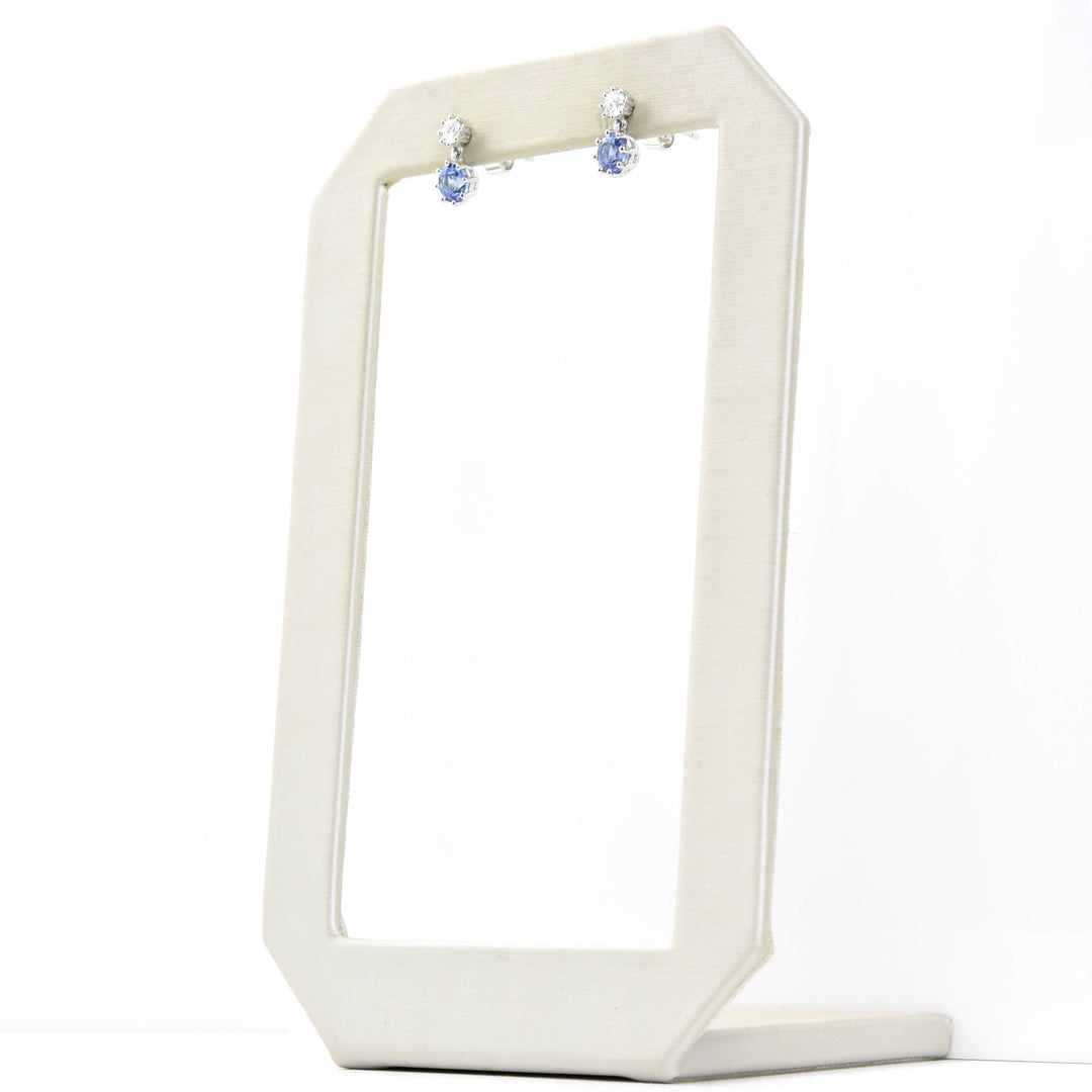 Sapphire and Diamond Drop Earrings in 14k White Gold - Goldmakers Fine Jewelry