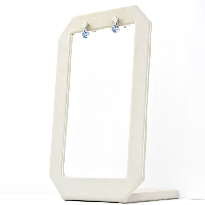 Sapphire and Diamond Drop Earrings in 14k White Gold - Goldmakers Fine Jewelry