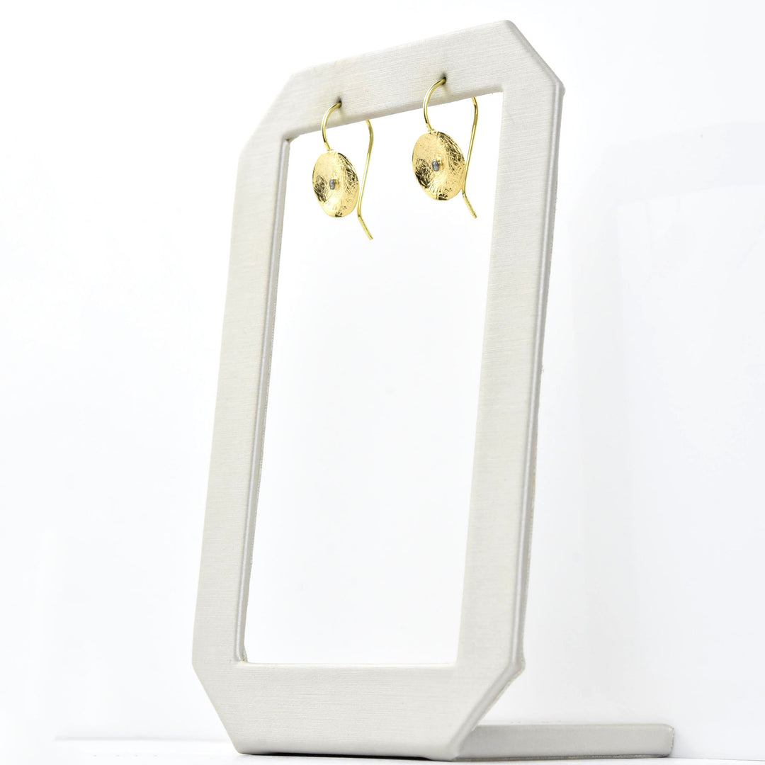 Brushed Circle Drops with Diamonds in 14k - Goldmakers Fine Jewelry