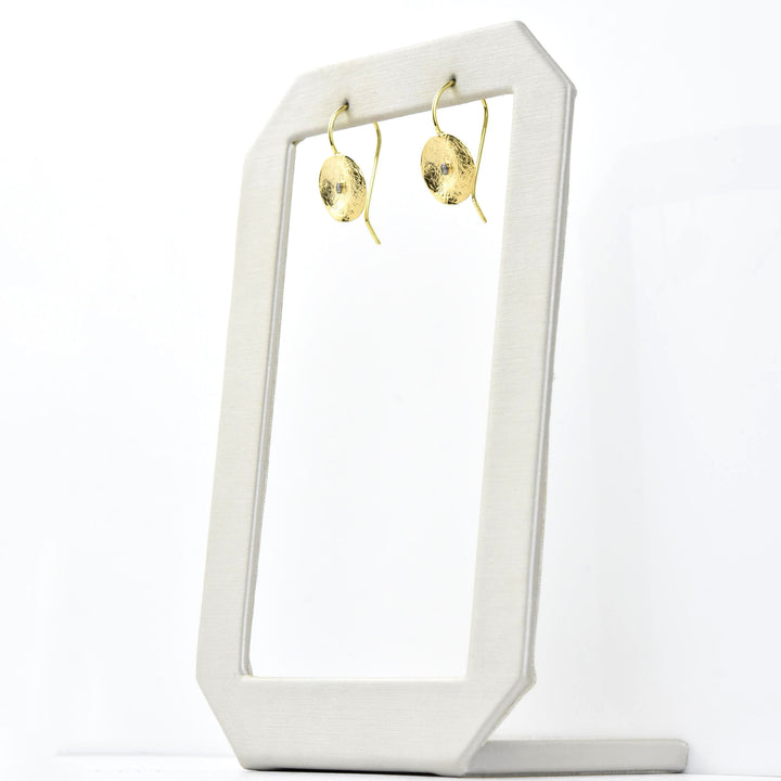 Brushed Circle Drops with Diamonds in 14k - Goldmakers Fine Jewelry