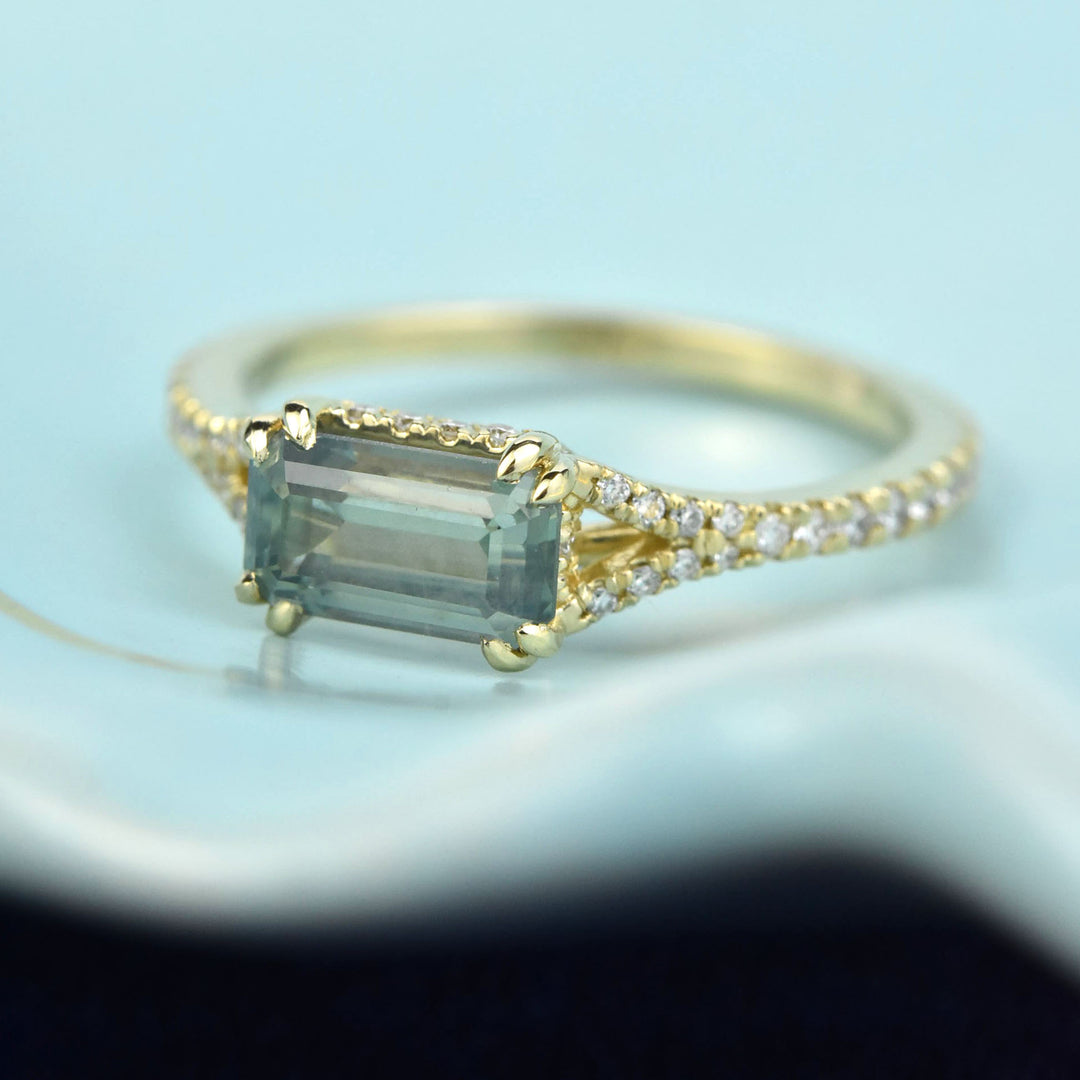 East West Montana Sapphire & Diamond Ring - Goldmakers Fine Jewelry