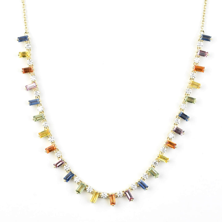 Exquisite Rainbow Sapphire and Diamond Necklace - Goldmakers Fine Jewelry