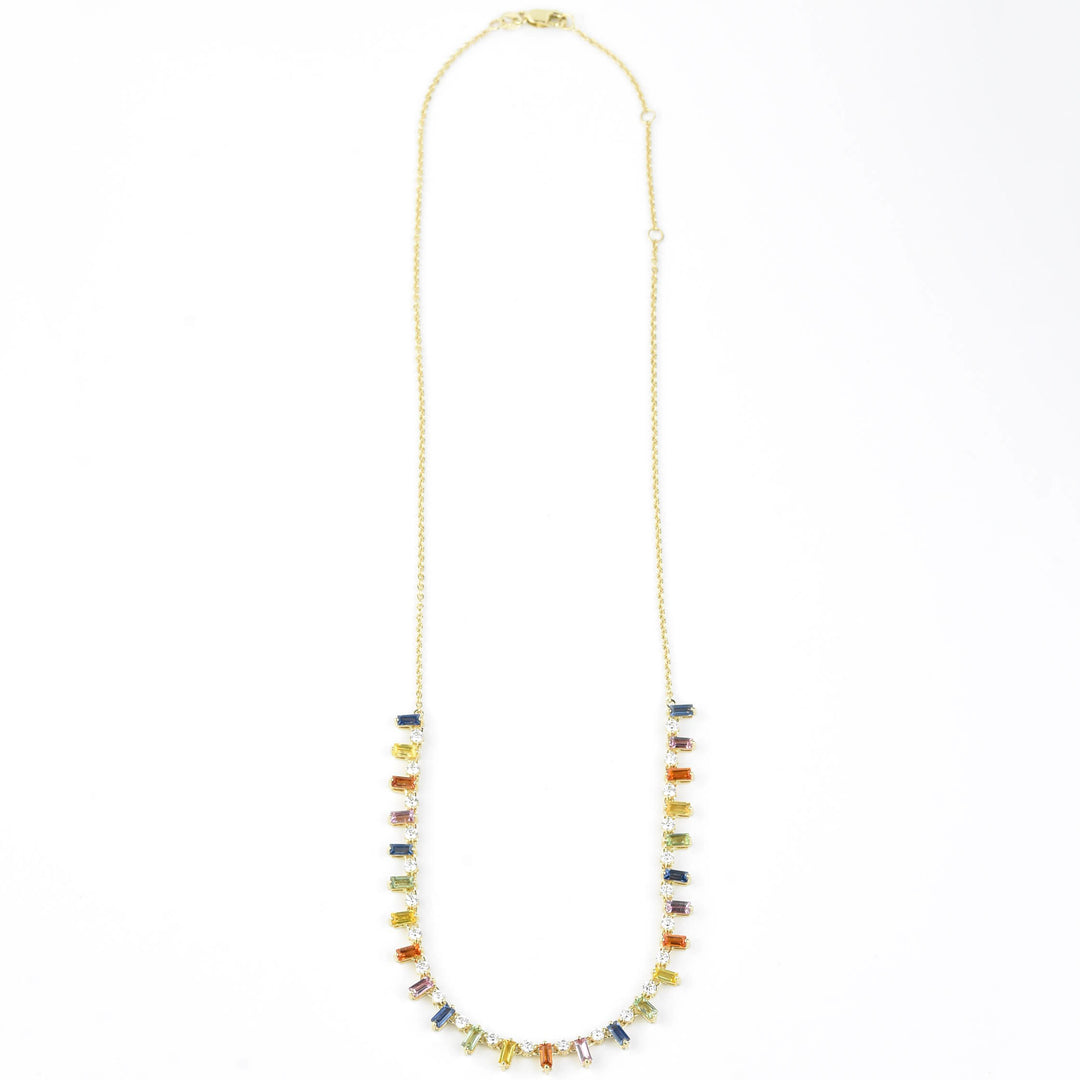 Exquisite Rainbow Sapphire and Diamond Necklace - Goldmakers Fine Jewelry