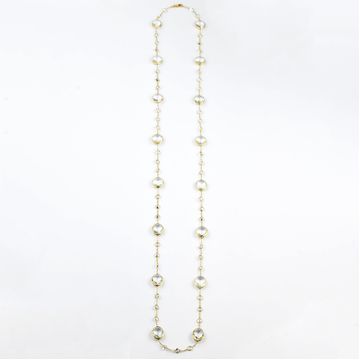White Topaz Pools of Light Long Necklace in 14k Yellow Gold - Goldmakers Fine Jewelry