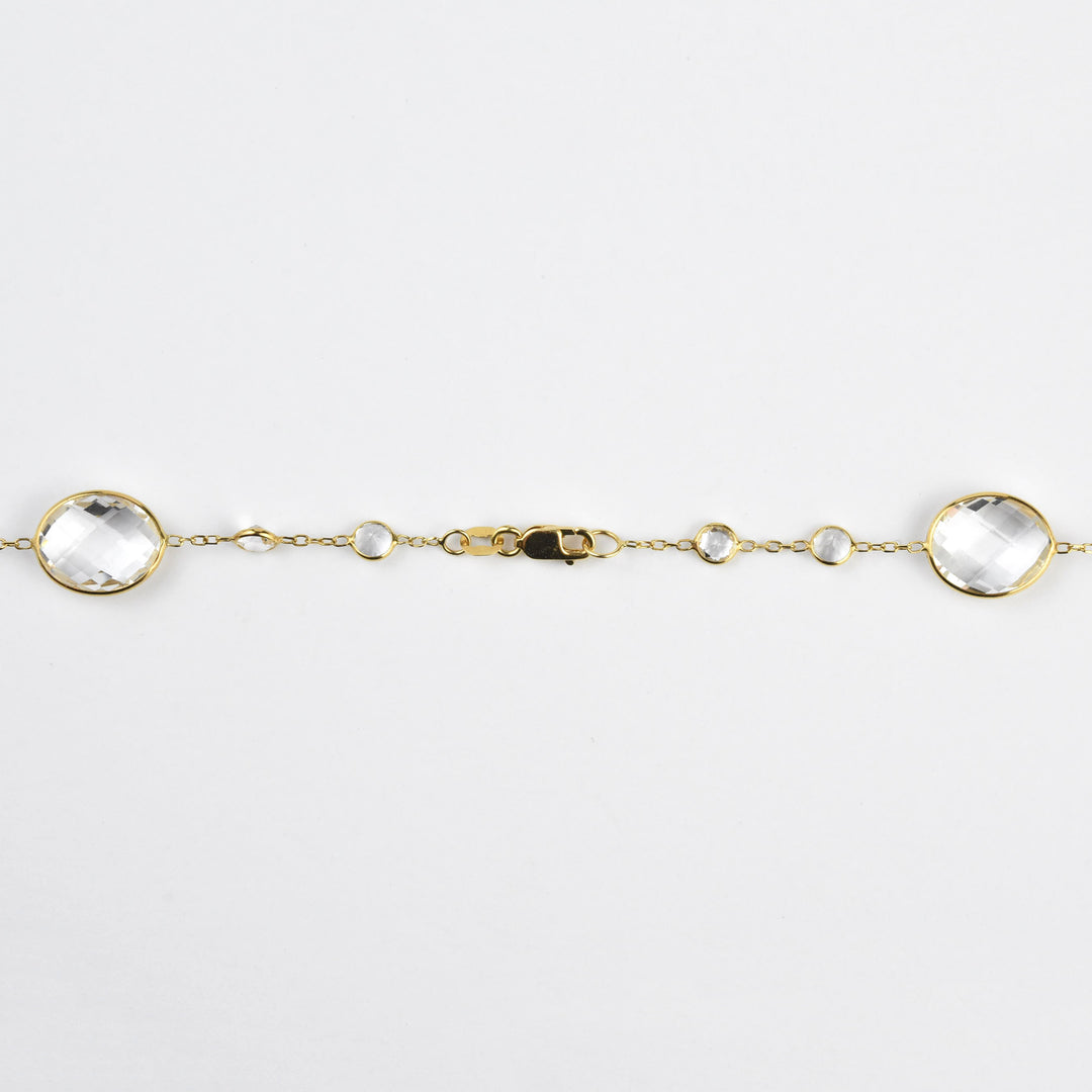 White Topaz Pools of Light Long Necklace in 14k Yellow Gold - Goldmakers Fine Jewelry