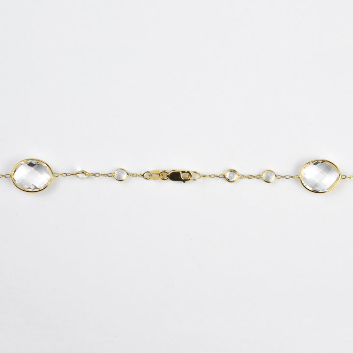 White Topaz Pools of Light Long Necklace in 14k Yellow Gold - Goldmakers Fine Jewelry