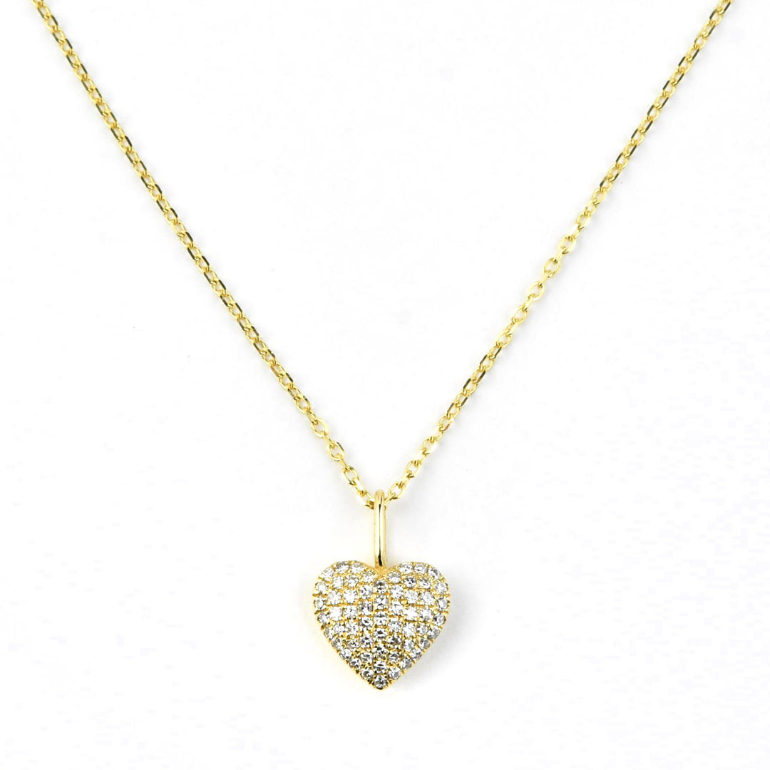Pave Diamond Heart Necklace in 14k Yellow Gold - Goldmakers Fine Jewelry
