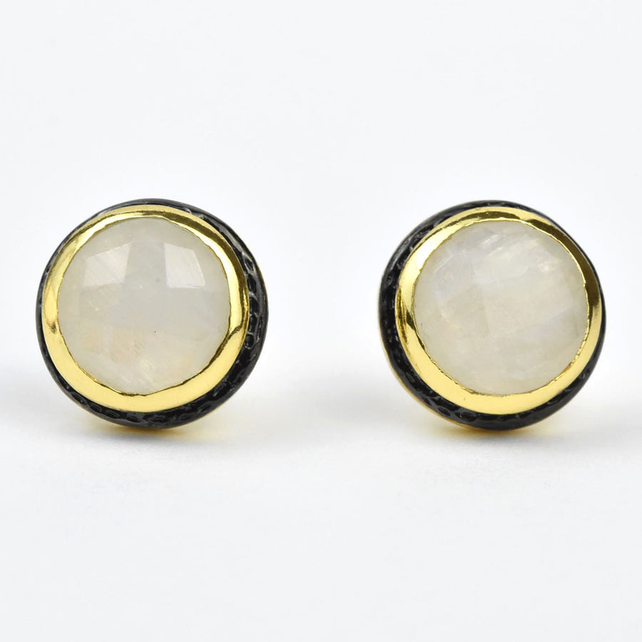 Rainbow Moonstone Post Earrings - Goldmakers Fine Jewelry