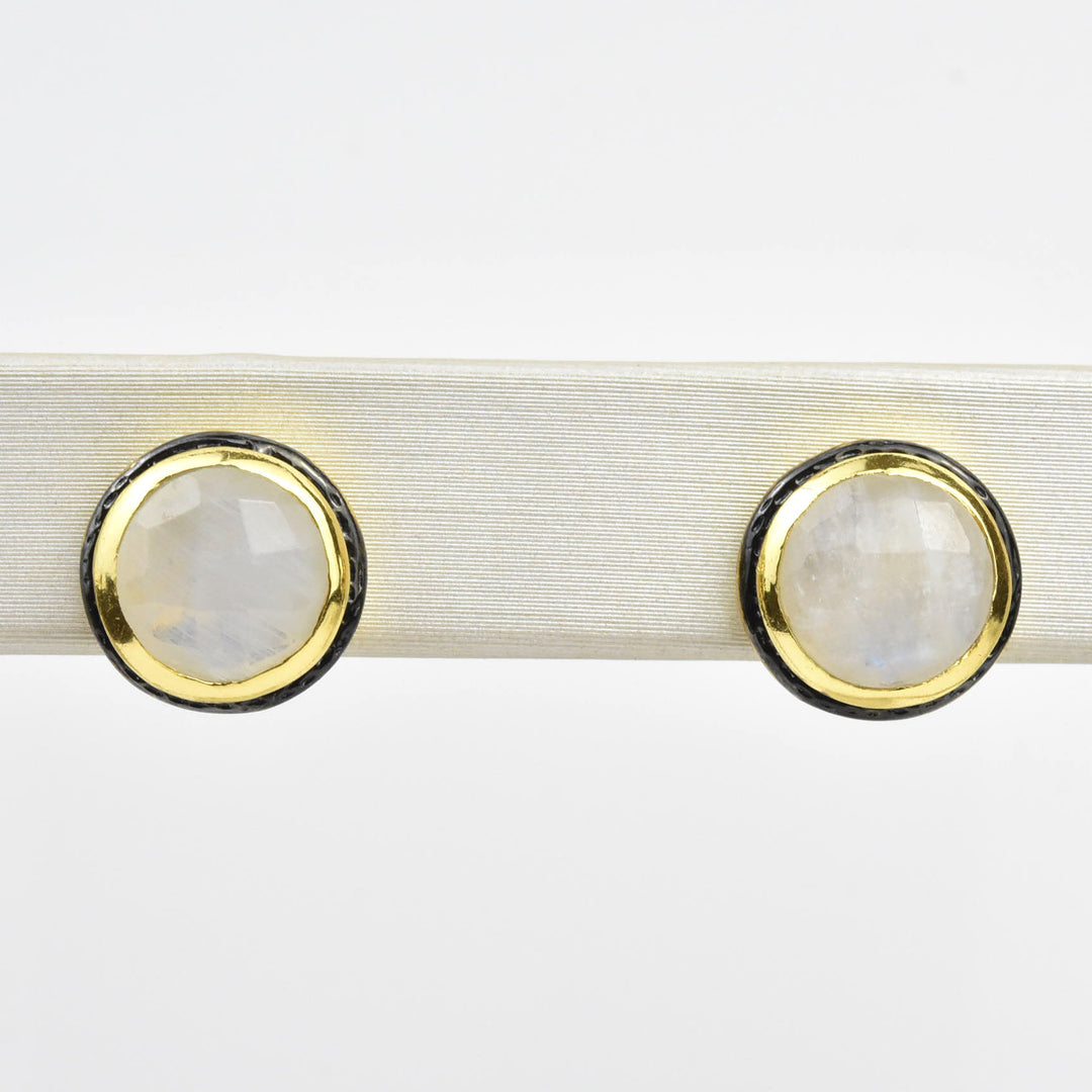 Rainbow Moonstone Post Earrings - Goldmakers Fine Jewelry