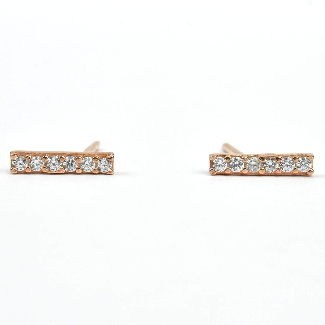 Crystal Encrusted Bar Studs - Goldmakers Fine Jewelry