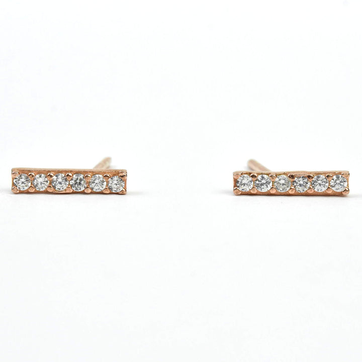 Crystal Encrusted Bar Studs - Goldmakers Fine Jewelry