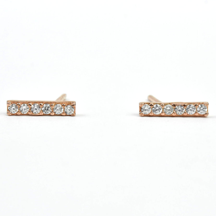 Crystal Encrusted Bar Studs - Goldmakers Fine Jewelry