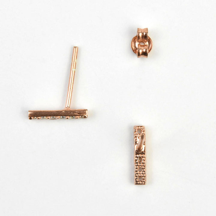 Crystal Encrusted Bar Studs - Goldmakers Fine Jewelry